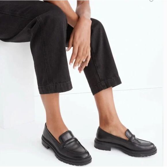 Madewell Bradley Lugsole Loafers 7.5 Black NWT Flats NG674 Academia Prep Capsule - Picture 2 of 7